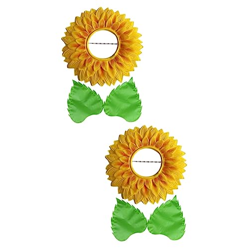 OKUMEYR 2 Sätze Kopfschmuck Aus Sonnenblumen Cosplay-Sonnenblumen-Kopfbedeckung Sonnenblumenkostüm Für Kindergarten-Sonnenblumen-Kopfbedeckung Halloween-blumenkopfbedeckung Hüte Seidentuch von OKUMEYR