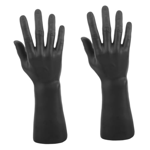 OKUMEYR 2St Handmodell-Display-Requisiten Griff Mannequin-Armband-Display Ringgrößenmessgerät Zubehör Werkzeug Handringhalter Handmodell für Ringe Mannequin-Hand Ringhandhalter Vinyl Black von OKUMEYR