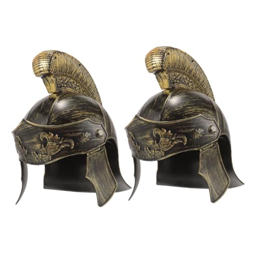 OKUMEYR 2st Kopf Bedeckung Hut Halloween-zenturio-helm Spartanische Krieger-kopfbedeckung Römische Helme Gladiatorenkostüm Tragbare Helmpanzerung Wikinger-helm-krieger Golden Plastik von OKUMEYR