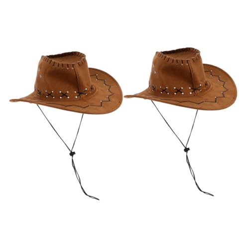 OKUMEYR 2st Western- -Hut Hut Mit Breiter Krempe Western-Fedora-Hut Jugend-Cowgirl-Hut Fedora-Hut Für Kinder Cowgirl-Hut Für Kleine Mädchen Cowgirl-gastgeschenke Polyester Chocolate von OKUMEYR