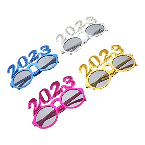 OKUMEYR 4 Paare 2023 Brille leuchtbrillen silvester party partygläser neujahr party new years party 2023 Zahlenbrille Glitzer-Outfit neues Jahr Neujahrsbrille Neujahrsparty-Brillen Stk von OKUMEYR