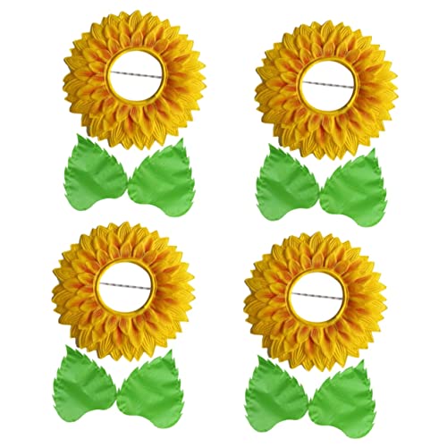 OKUMEYR 4 Sätze Kopfschmuck Aus Sonnenblumen Cosplay Blumenkopfschmuck Sonnenblumen-Kopfbedeckung Lustiger Hut Blatt-Handschuhe Hut Mit Sonnenblumenkopfbedeckung Lustige Kostüme Seidentuch von OKUMEYR