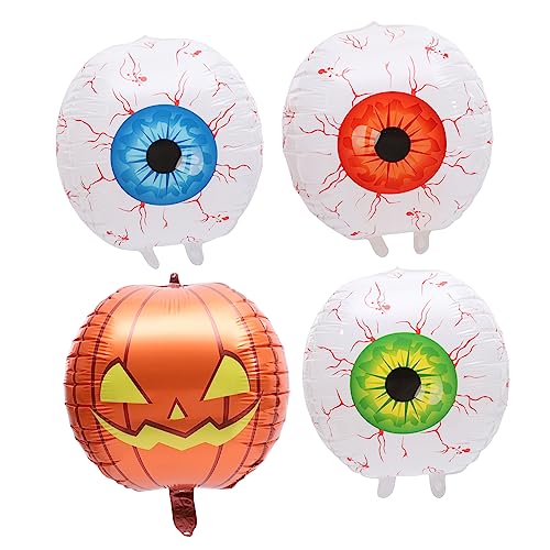 OKUMEYR 4 Stück Augapfel Kürbis Ballons Halloween Folienballons Halloween Thema Augäpfel Halloween Zum Aufhängen Aufblasbarer Augapfel Geist Kürbis Ballon Halloween Ballons von OKUMEYR