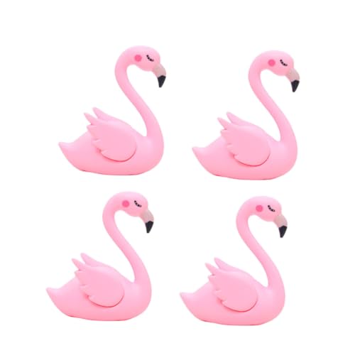 OKUMEYR 4 Stück Auto-Flamingo-Dekor Kuchenverzierung Auto-Ornament Miniatur-Tierfiguren süße Tigerfigur tortendeko einschulung buchregal dekoration Flamingo-Ornament Kuchendekoration von OKUMEYR