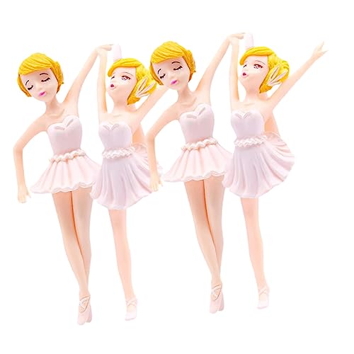 OKUMEYR 4 Stück Mädchen Ballett Mädchen Skulptur Tanzraum Figuren Dekor Tanzendes Mädchen Ornament Mädchen Miniatur Mädchenfigur Kuchendekoration Dessert Ornament Mädchen Cupcake von OKUMEYR