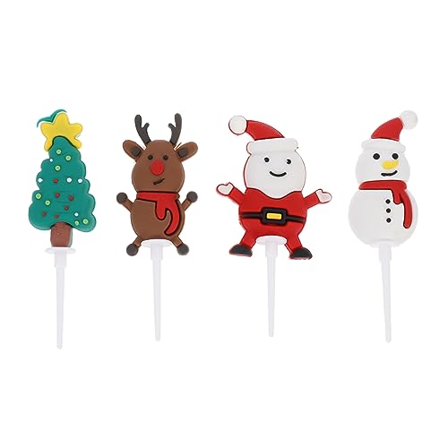 OKUMEYR 4 Stück Weihnachtskucheneinsatz Cupcake-Picks Cupcake-Topper für Weihnachten weihnachtsparty accessoires cake topper weihnachten Kuchenverzierung Kuchen-Dessert-Auswahl Colorful von OKUMEYR