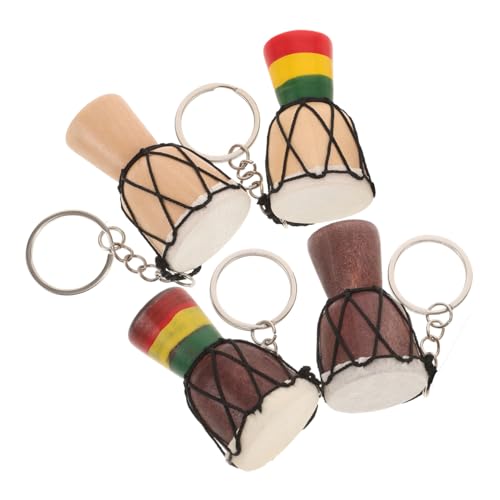 OKUMEYR 4 Teiliges Set Djembe Schlüsselanhänger Handtrommel Handtasche Ornament Musikinstrumente Schlüsselanhänger Afrikanische Trommel Anhänger Gefälligkeiten Geburtstag Musik von OKUMEYR