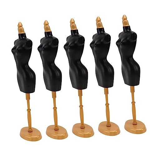 OKUMEYR 5 STK Modellständer Mode Kleid Mini-Frau Präsentationsständer Puppenkleiderständer Miniatur-DIY-Accessoires Puppen Schaufensterpuppen Modeschaufensterpuppe Minikleid Plastik Black von OKUMEYR