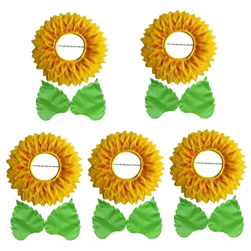 OKUMEYR 5 Sätze Kopfschmuck Aus Sonnenblumen Kleider Blatt-Handschuhe Sonnenblumen-Kopfschmuck Gelbes Blumen-Kopfschmuck-Accessoire Cosplay-Sonnenblumen-Kopfbedeckung Kostüme Seidentuch von OKUMEYR