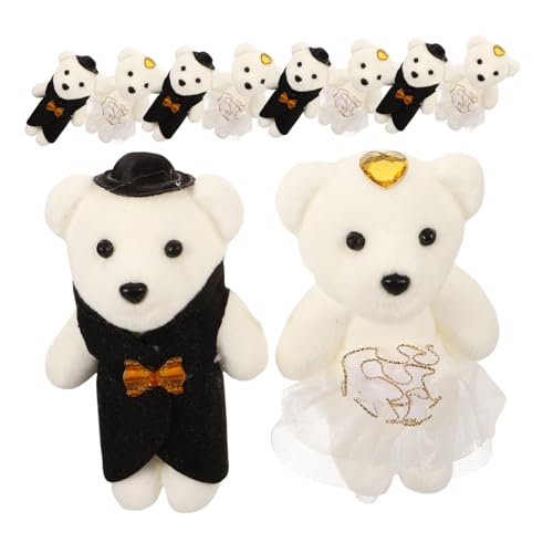 OKUMEYR 5 Strauß Bärenpuppe Kuscheltiere Bär Kuscheltiere Plüschbären Bär Puppe Bär Plüschpuppe Gefüllte Puppendekoration Plüschbärenpuppen Plüschtierpuppe Schleife Weiß von OKUMEYR