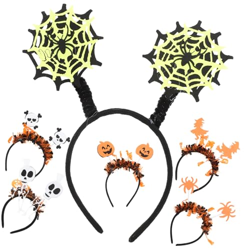 OKUMEYR 6 Stück Halloween Haarreifen Halloween Dekoration Cosplay Halloween Kostüm Kürbiskopf Kostüm Halloween Schädel Kopfschmuck Halloween Party Haar Accessoires Stirnbänder von OKUMEYR