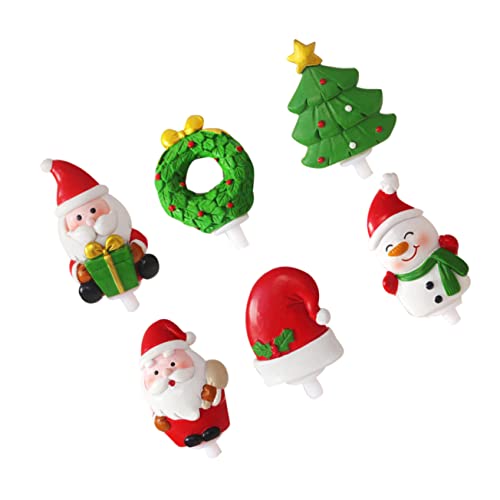 OKUMEYR Mini-Weihnachtsbaum 6st Kuchenpicks Für Weihnachten Weihnachtskuchendekor Harz Weihnachtsdekorationen Tortenstecker Weihnachten Cupcake Topper Weihnachtsschneemann Schreibtisch von OKUMEYR