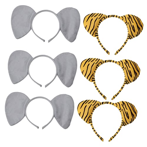 OKUMEYR 6st Tierisches Stirnband Dschungeltier-stirnbänder Tigerohren Haarschmuck Für Elefanten Tierstirnbänder Für Erwachsene Hasen-kuscheltiere Tierohren Kurzes Plüschmaterial von OKUMEYR