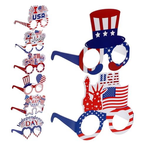 OKUMEYR 8 Stück Unabhängigkeitstag Papierbrille Patriotische Brille Unabhängigkeitstag Brille Amerikanische Brille Unabhängigkeitstag Brille Amerikanische Elementbrille Patriotische von OKUMEYR