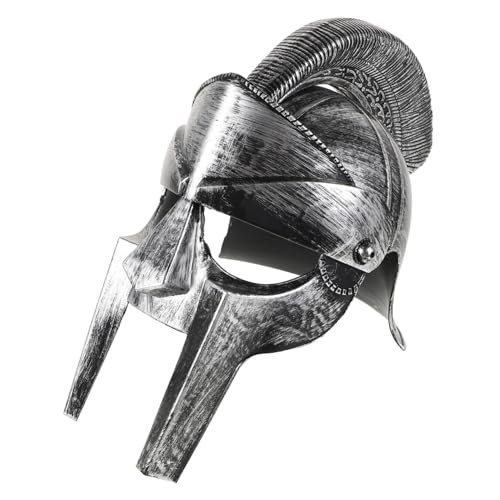 OKUMEYR -Hut römische Helme Halloween-Party-Cosplay-Helm Mittelalterliche Ritterhelm Mittelalterlicher Ritterhelm römischer Helm Spartanisches Kriegerspielzeug Plastik Silver von OKUMEYR