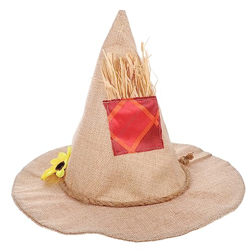 OKUMEYR Jute-Hut Cosplay-Kostüm Party-Hexenhut Cosplay-Halloween-Hut männliches Hexenkostüm halloween costume halloween kleidung Halloween-Partyhut Neuheit Halloween-Hut Leinen- von OKUMEYR