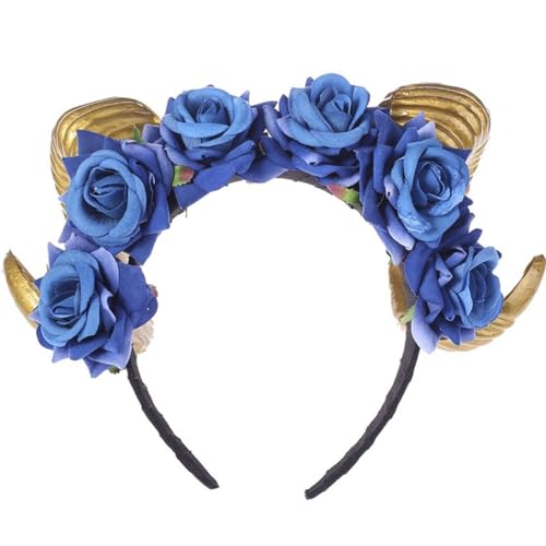 OLACD Künstliche Rose Blume Horn Stirnband Halloween Kostüm Cosplay Frauen Haarschmuck Party Kunststoff von OLACD