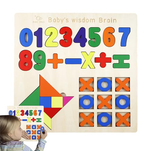 OLCANA Zahlenpuzzle aus Holz, Holzpuzzle für Kleinkinder, Zahlen-Matching-Brett für Kinder, Farbe auf Wasserbasis, Geschenk für Kleinkinder, Eltern-Kind-Geschenke von OLCANA