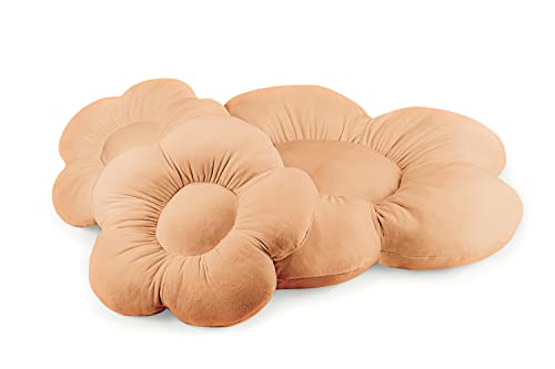 OLIFANT TOYS FLOWER SET Große Blumenboden Kissen, Plüsch bequemen Sitzkissen, Für Schlafzimmer Wohnzimmer Kinderzimmer, einzigartige Deko, weiche Kuschelkissen, Velours, Beige, 55 cm 98 cm von OLIFANT TOYS