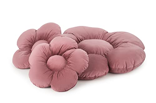 OLIFANT TOYS Flower Set Große Blumenboden Kissen, Plüsch bequemen Sitzkissen, Für Schlafzimmer Wohnzimmer Kinderzimmer, einzigartige Deko, weiche Kuschelkissen, Velours, Rosa, 55 cm 98 cm von OLIFANT TOYS