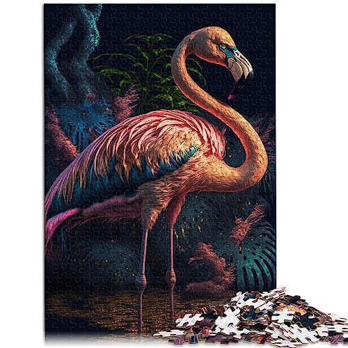 Buntes Flamingo Puzzle mit 1000 Teilen, Puzzle für Kinder, Puzzle aus Pappe, pädagogisches Spielzeug zum Stressabbau, 10,27 x 20,47 Zoll/26 x 38 cm. von OLIKED