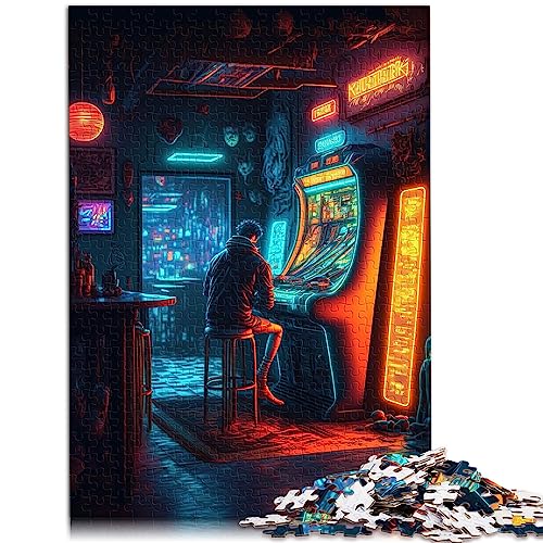 Futuristischer Mann in Einer Spielhalle Holzpuzzle 1000 Teile Puzzle für Erwachsene Puzzle für Erwachsene Anspruchsvolle Spielpuzzles29,5" x 19,7"/75 * 50cm. von OLIKED