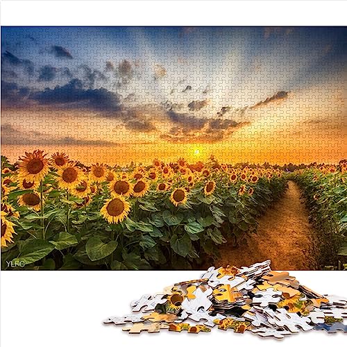 Pfad durch Sonnenblumen Puzzle für Kinder. Papppuzzles mit 1000 Teilen für Erwachsene und Kinder ab 12 Jahren sind ideal, 10,27 x 20,47 Zoll/26 x 38 cm. von OLIKED