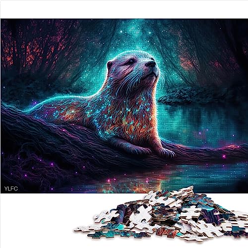 OLIKED Puzzle für Kinder und Erwachsene, Neon-Otter, 1000-teilig, Modern, Karton, Leinen, Jigsaw, 1 Set, 1000 Stück, 26x38 cm, ab 14 Jahren von OLIKED