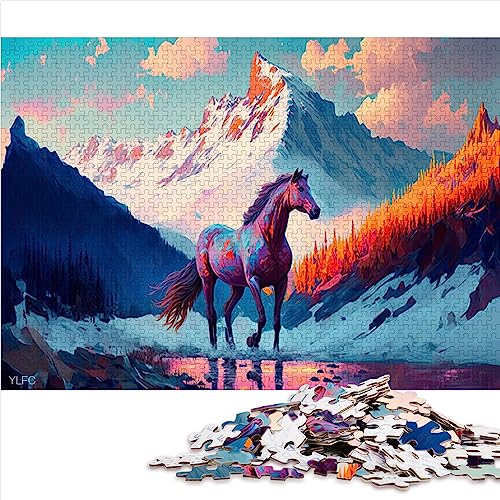 Puzzle für Kinder, majestätisches Pferd, 1000 Teile, für Erwachsene, Papppuzzles, gutes Geschenk für Erwachsene und Kinder, 10,27 x 20,47 Zoll/26 x 38 cm. von OLIKED