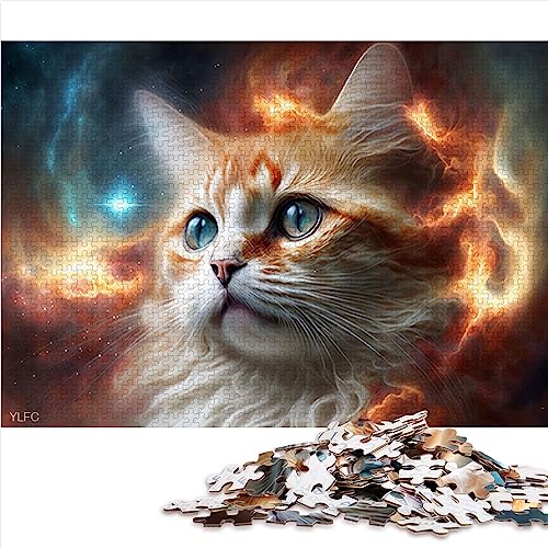 Puzzles Cosmic Space Cat Puzzles 1000 Teile Holzpuzzles für Erwachsene Kinder Familienspiele Weihnachten Geburtstagsgeschenke 29,5" x 19,7"/75 * 50cm. von OLIKED