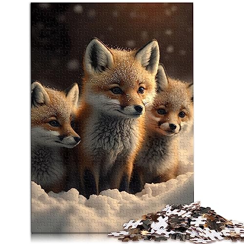 Puzzles für Erwachsene, Baby Fuchs im Schnee, 1000 teiliges Puzzlespiel, Papppuzzles, pädagogisches Puzzle, Familienspiel, 10,27 x 20,47 Zoll/26 x 38 cm. von OLIKED