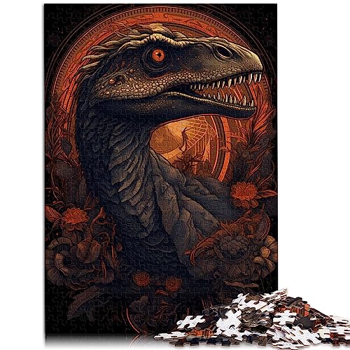 Stilvolle Velociraptor 1000 Teile Puzzles Erwachsene, Geschenke, Puzzle Erwachsene, Kartonpuzzles Erwachsene, Geschenke, Cartoon Puzzle, 10,27 x 20,47 Zoll/26 x 38 cm. von OLIKED