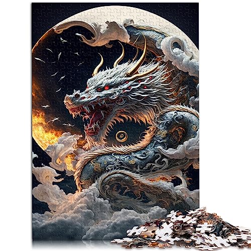 Tapferer Drache Puzzle für Erwachsene, Papppuzzle, 1000 teiliges Puzzle für Erwachsene, Kinder, Weihnachtspuzzle, Geschenke, 10,27 x 20,47 Zoll/26 x 38 cm. von OLIKED