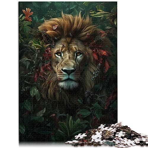 Wunderliche Blumen Löwen Puzzles, 1000 teilige Puzzles, Papppuzzles für Kinder ab 12 Jahren, für Erwachsene, Puzzle Geschenke, 10,27 x 20,47 Zoll/26 x 38 cm. von OLIKED