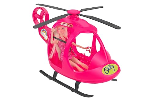 OLLY Helikopter Rosa 40 x 25 x 15 cm – mit Sicherheitsgurten und Glöckchen – Propeller mit Freilauf – Fashion Doll 30 cm mit Gelenk – Globus Toys 39946 von OLLY
