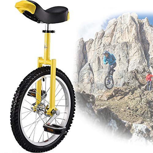 OLSDXAWQ, 18-Zoll-Einräder for Erwachsene, Einrad mit rutschfesten Rädern, Bergreifen, Reiten, Selbstausgleichsübung, Laufradfahren, Outdoor-Sport, Fitnessübung(Yellow) von OLSDXAWQ