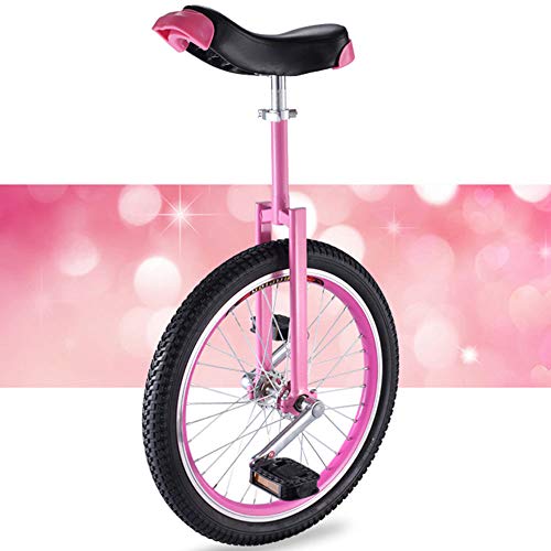 OLSDXAWQ, 20/18/16 Zoll Einrad, Verstellbarer Sitz, rutschfeste Reifen, mit stabilem Aufbewahrungsständer, Balance-Radfahren, Fitness for Erwachsene(Pink,16inch) von OLSDXAWQ