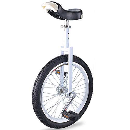 OLSDXAWQ, 20/18/16 Zoll Einrad, Verstellbarer Sitz, rutschfeste Reifen, mit stabilem Aufbewahrungsständer, Balance-Radfahren, Fitness for Erwachsene(White,16inch) von OLSDXAWQ