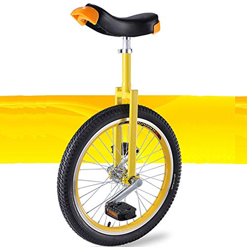 OLSDXAWQ, 20/18/16 Zoll Einrad, Verstellbarer Sitz, rutschfeste Reifen, mit stabilem Aufbewahrungsständer, Balance-Radfahren, Fitness for Erwachsene(Yellow,16inch) von OLSDXAWQ