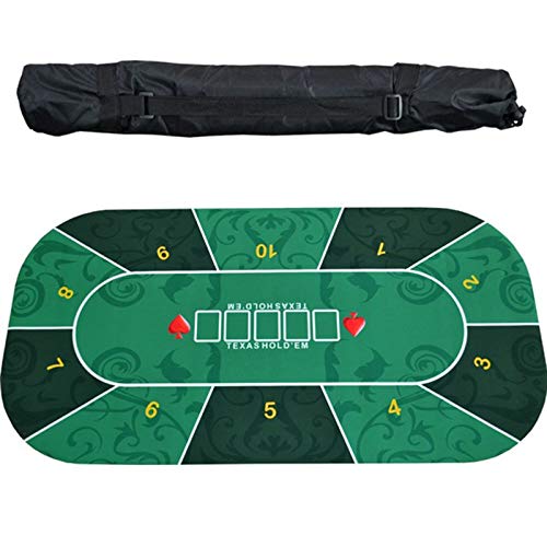 OLSDXAWQ Brettspiel Tisch， Klappbare Poker-Tischplatte, Blackjack- und Texas Hold'em-Casino-Tischplatte, tragbare Gummi-Poker-Tischplatte for 10 Spieler(Green) von OLSDXAWQ