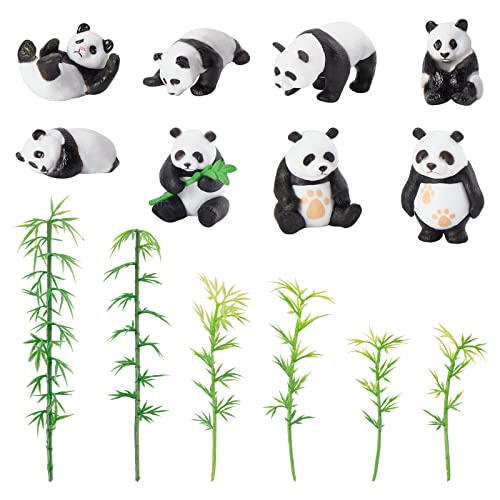 OLYCRAFT 14 Stück Massives Panda Figuren Set Mini Panda Bambus Dekoration Mini Panda Figuren Mini Panda Miniaturfiguren für Miniatur Garten Puppenhaus Schattenbox Szene von OLYCRAFT