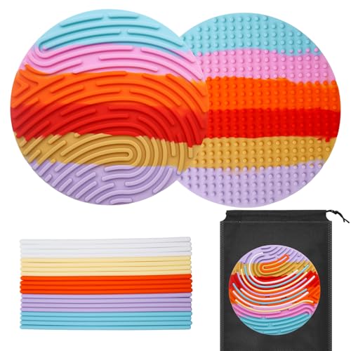 OMJMYY Sensorik Activity Board aus Silikon, Doppelseitiges Sensory Spielzeug für Kinder ab 3+ Jahre & Erwachsene zur Beruhigung bei Autismus und ADHD, inkl. 20 Schnüre & Reisetasche OMJMYY Sensorik Activity Board aus Silikon, Doppelseitiges Sensory Spielzeug für Kinder ab 3+ Jahre & Erwachsene zur Beruhigung bei Autismus und ADHD, inkl. 20 Schnüre & Reisetasche von OMJMYY