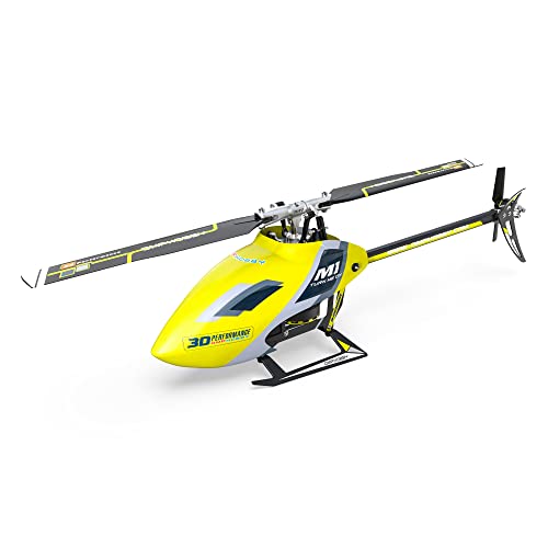 OMPHOBBY M1 EVO RC Hubschrauber Dual Brushless Motoren Direktantrieb 3D Mini RC Hubschrauber für Erwachsene,Flug Ferngesteuertes Flugzeug mit 6 Kanal Heli BNF Gelb (OMP Protokoll) von OMPHOBBY