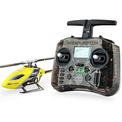 OMPHOBBY M1 EVO RTF Hubschrauber, Dual Brushless Motoren, 6CH Direct-Drive Mini RC Heli für Erwachsene mit Taschenfernbedienung, OMP M1 aufgerüstete Version Bereit zum Fliegen Gelb von OMPHOBBY