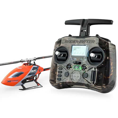 OMPHOBBY M1 EVO RTF Hubschrauber, Dual Brushless Motoren, 6CH Direct-Drive Mini RC Heli für Erwachsene mit Taschenfernbedienung, OMP M1 aufgerüstete Version Bereit zum Fliegen Orange von OMPHOBBY