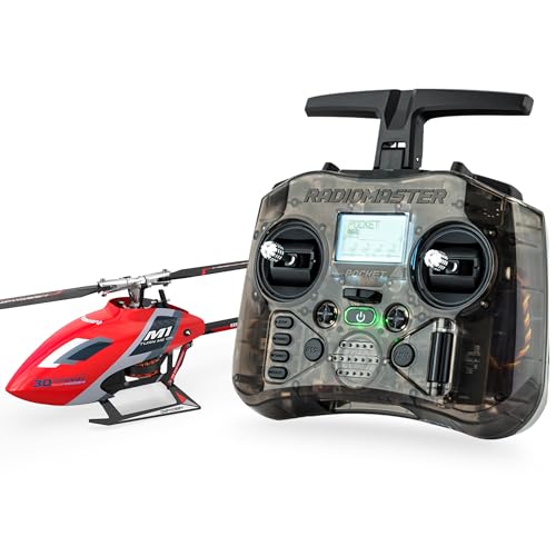 OMPHOBBY M1 EVO RTF Hubschrauber, Dual Brushless Motoren, 6CH Direct-Drive Mini RC Heli für Erwachsene mit Taschenfernbedienung, OMP M1 aufgerüstete Version Bereit zum Fliegen Rot von OMPHOBBY