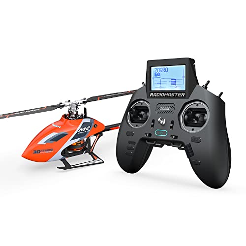 OMPHOBBY M2 EVO Ready to Fly RC Hubschrauber Outdoor Dual Brushless Motoren Direct-Drive 6CH Fernbedienung Hubschrauber für Erwachsene, 3D RC Flugzeug mit Fernbedienung Mini Drone RTF(Orange) von OMPHOBBY