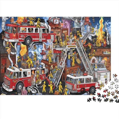 3D-Puzzle 500 Teile Für Erwachsene Firefighter Fire Fighting Theme 500-teiliges Puzzle Lernspiele Heimdekorationspuzzle 500pcs (52x38cm) von ONDIAN