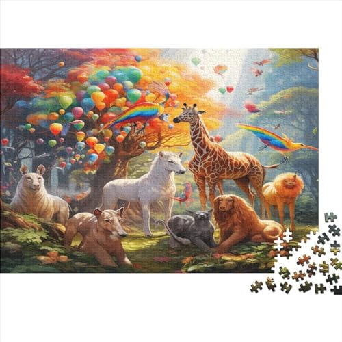 500-teilige Puzzles Für Erwachsene | A Group of Colorful Animals Playing in The Garden | Familienspaß-Puzzles 500 Teile Für Erwachsene Geschenke Ungelöstes Puzzle 500pcs (52x38cm) von ONDIAN