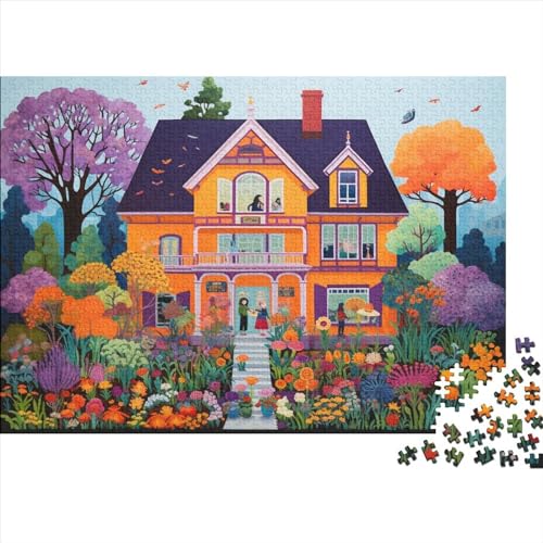 500-teilige Puzzles Für Erwachsene | Flower Garden in Front of House | Familienspaß-Puzzles 500 Teile Für Erwachsene Geschenke Ungelöstes Puzzle 500pcs (52x38cm) von ONDIAN